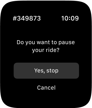 Confirm pause ride